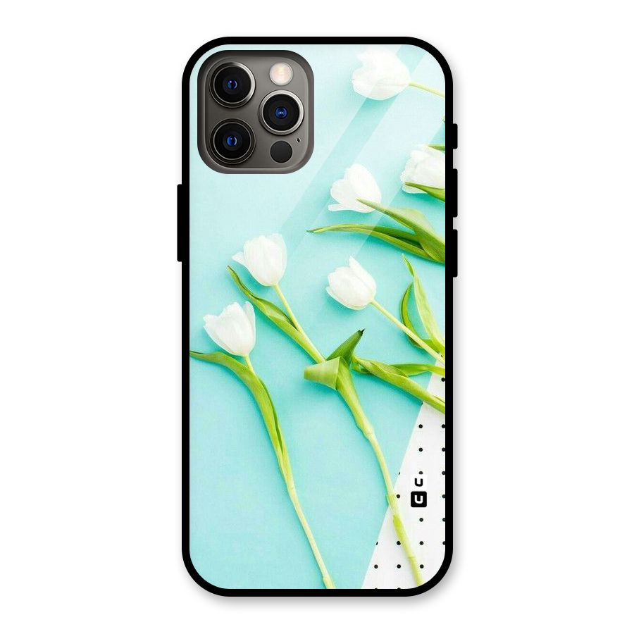 White Tulips Glass Back Case for iPhone 12 Pro