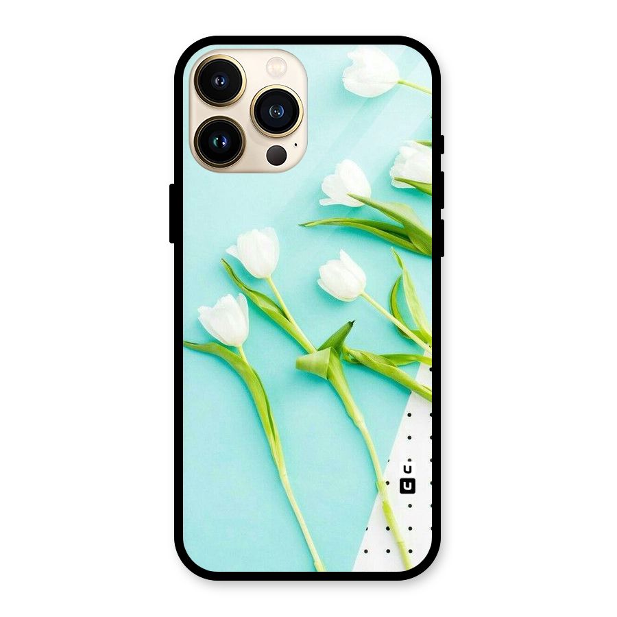 White Tulips Glass Back Case for iPhone 13 Pro Max