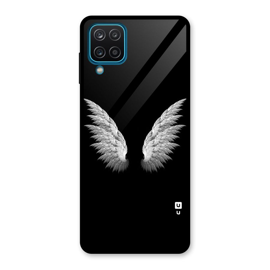 White Wings Glass Back Case for Galaxy A12