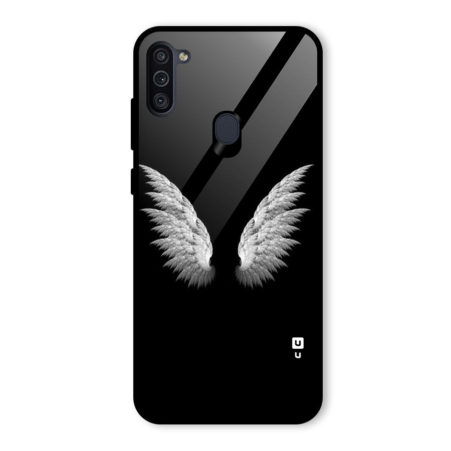 White Wings Glass Back Case for Galaxy M11