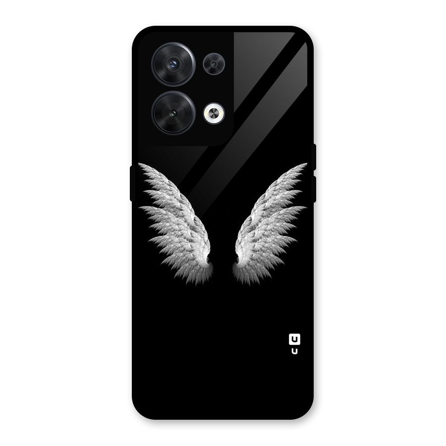 White Wings Glass Back Case for Oppo Reno8 5G