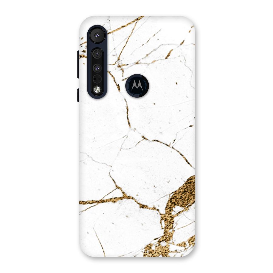 White and Gold Design Back Case for Motorola One Macro