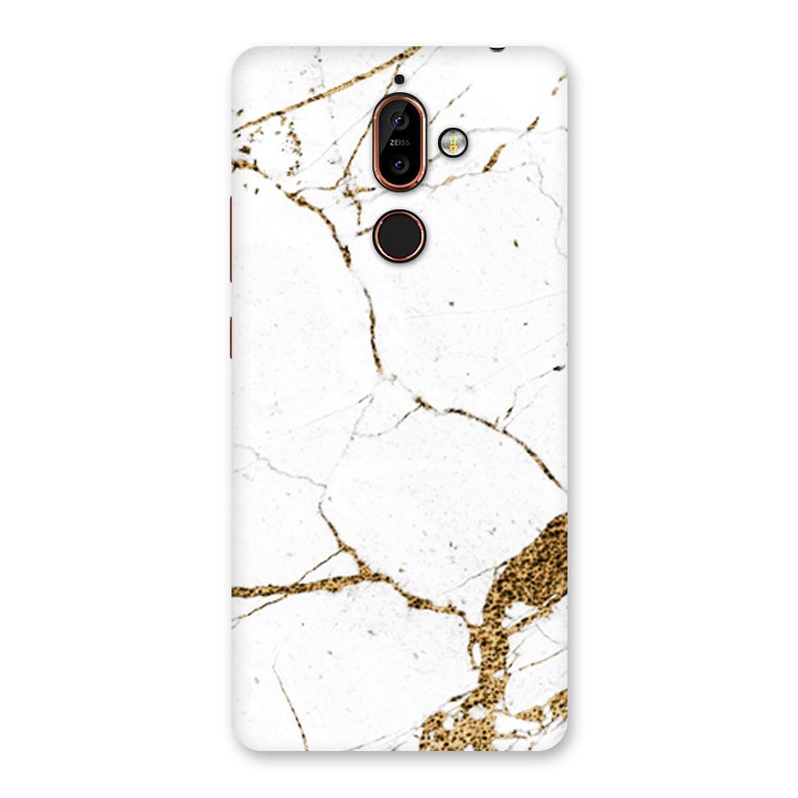 White and Gold Design Back Case for Nokia 7 Plus