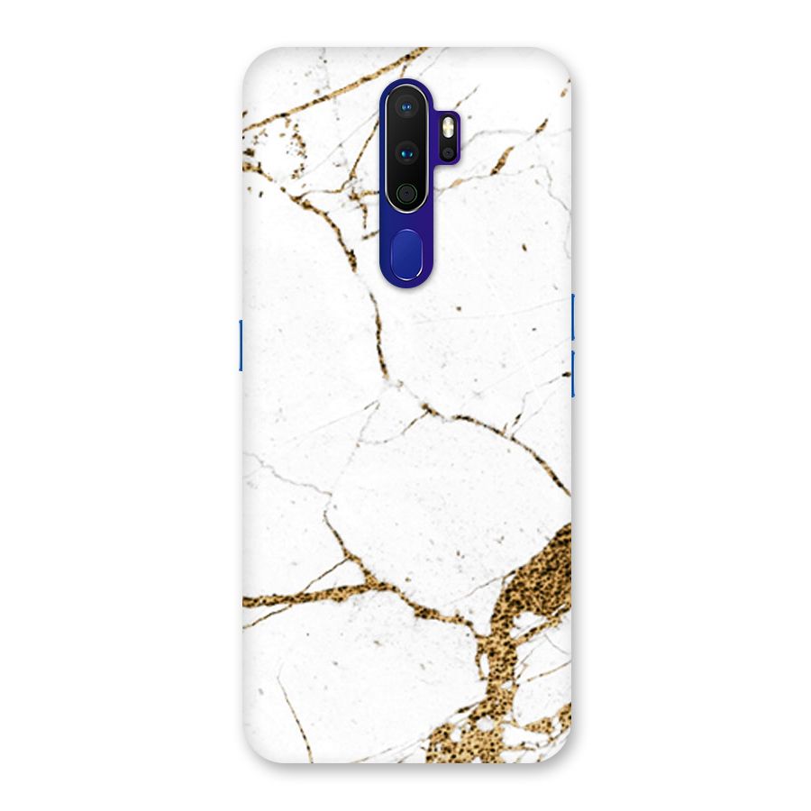 White and Gold Design Back Case for Oppo A9 (2020)