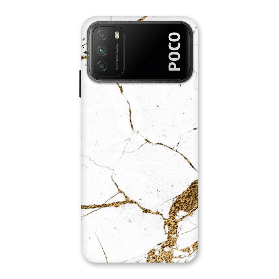 White and Gold Design Back Case for Poco M3