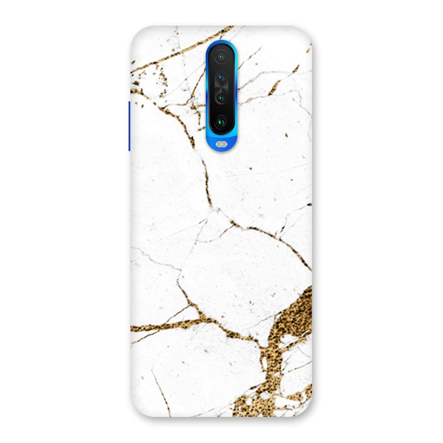 White and Gold Design Back Case for Poco X2