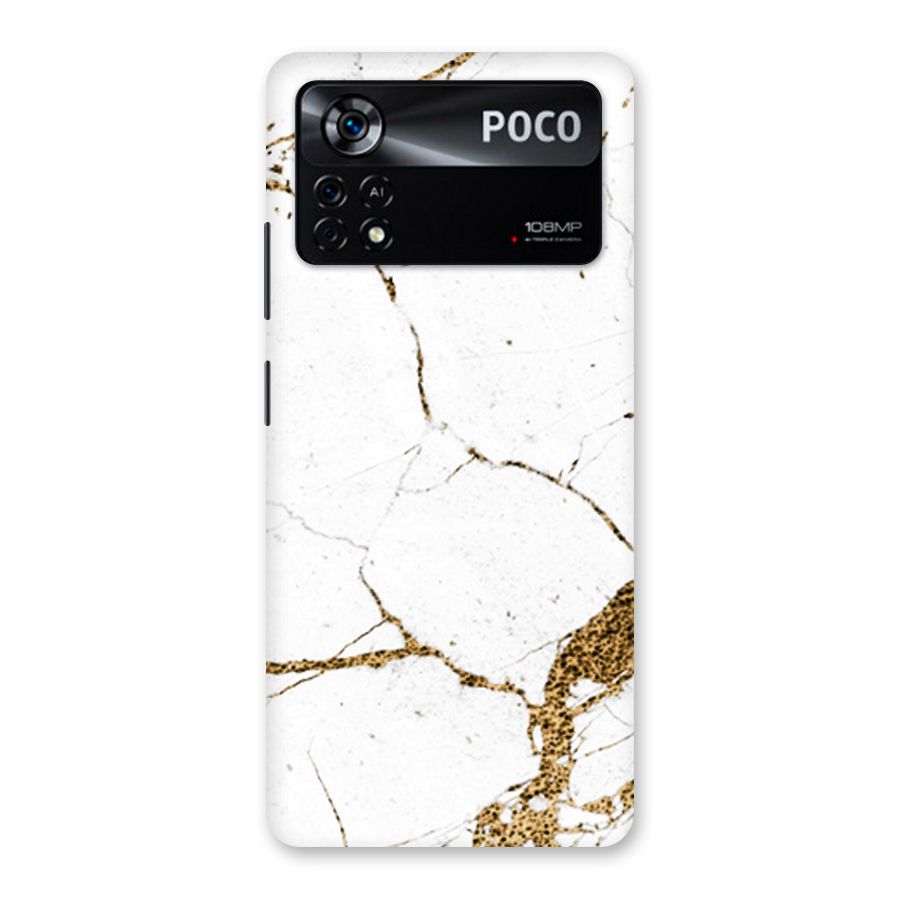 White and Gold Design Back Case for Poco X4 Pro 5G