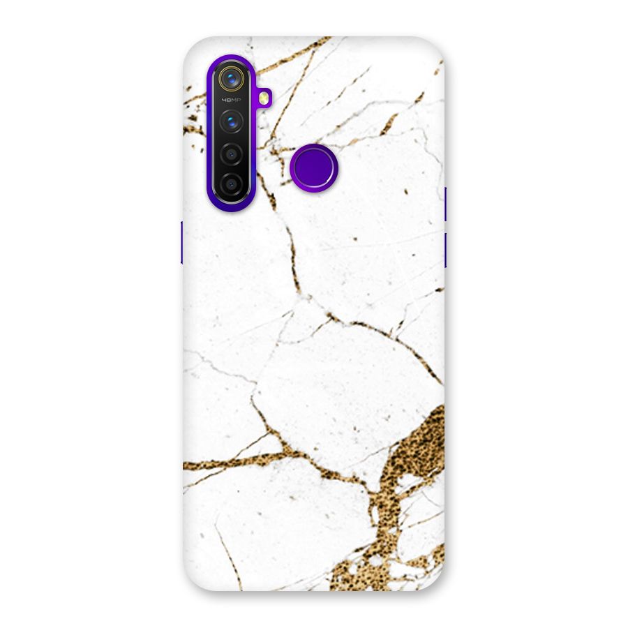 White and Gold Design Back Case for Realme 5 Pro