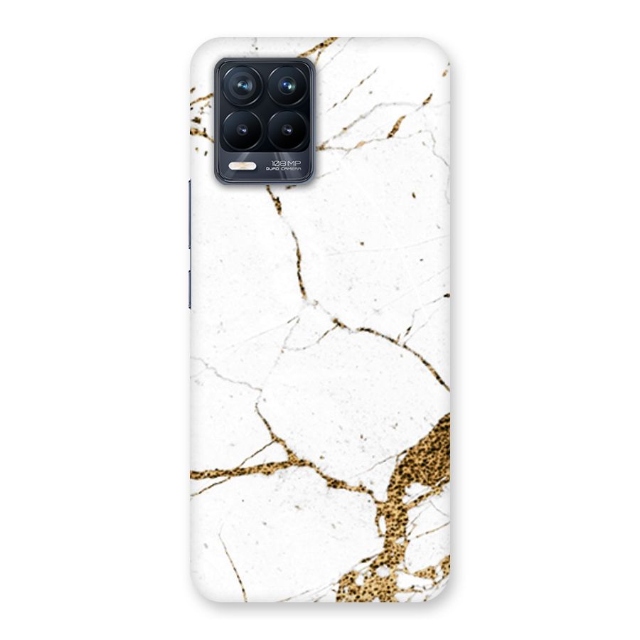 White and Gold Design Back Case for Realme 8 Pro