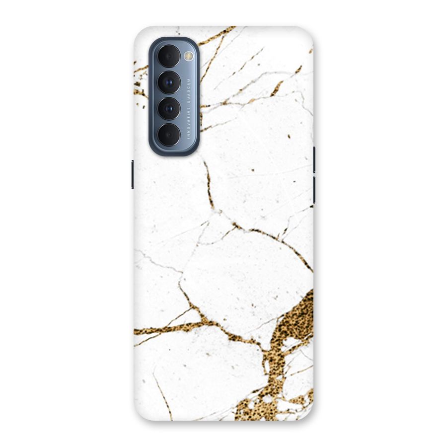 White and Gold Design Back Case for Reno4 Pro