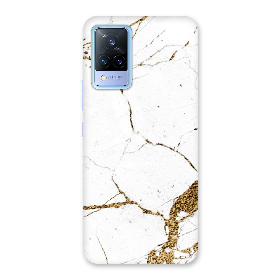 White and Gold Design Back Case for Vivo V21 5G