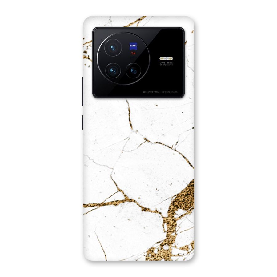 White and Gold Design Back Case for Vivo X80