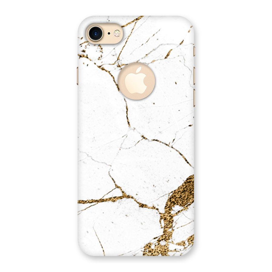 White and Gold Design Back Case for iPhone 7 Logo Cut