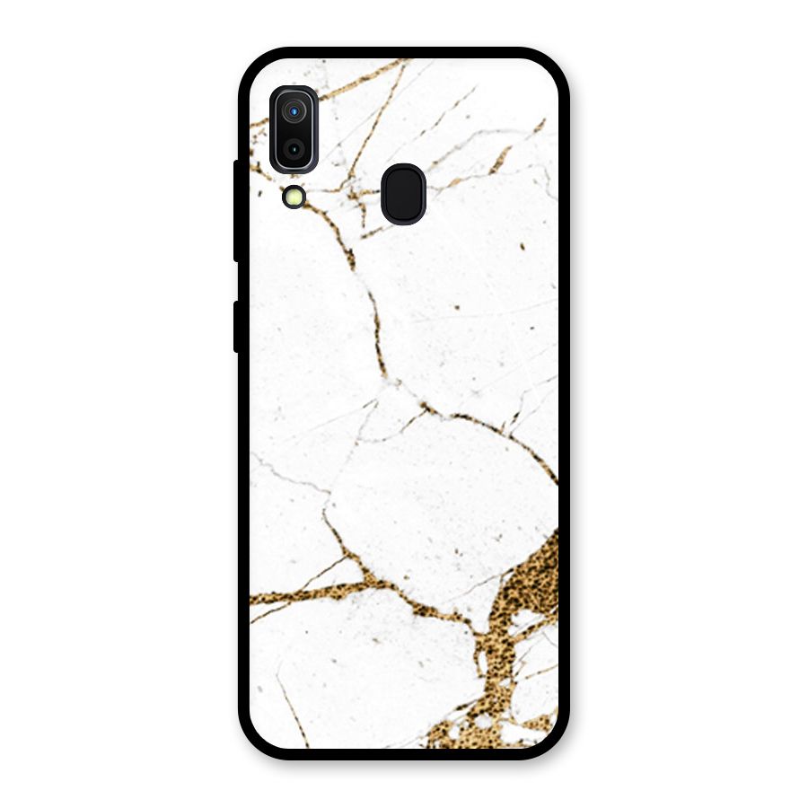 White and Gold Design Glass Back Case for Galaxy A30