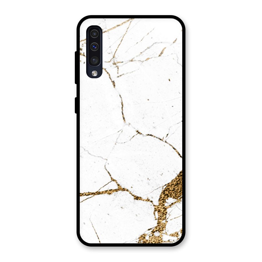White and Gold Design Glass Back Case for Galaxy A50s