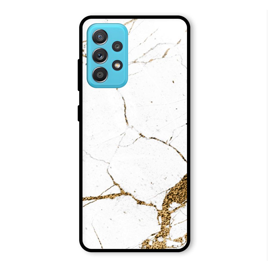 White and Gold Design Glass Back Case for Galaxy A52