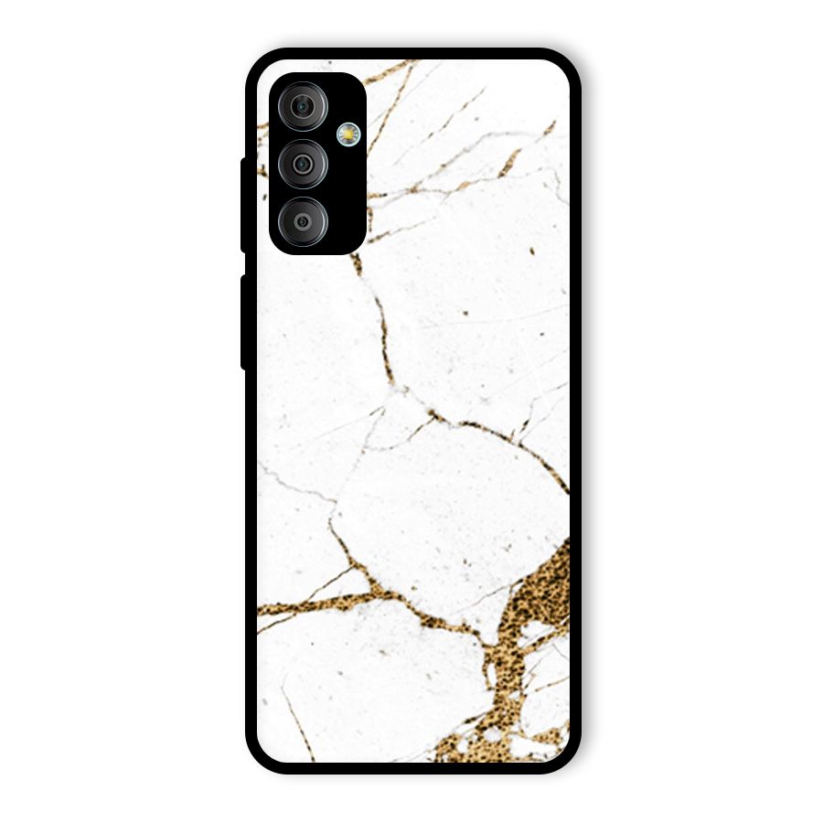 White and Gold Design Glass Back Case for Galaxy F23