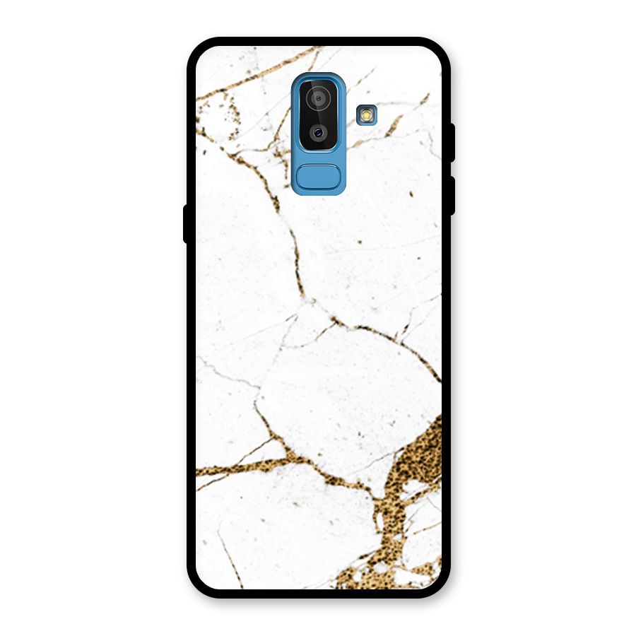 White and Gold Design Glass Back Case for Galaxy J8