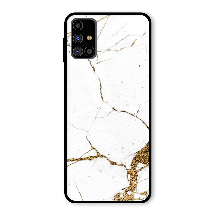 White and Gold Design Glass Back Case for Galaxy M31s