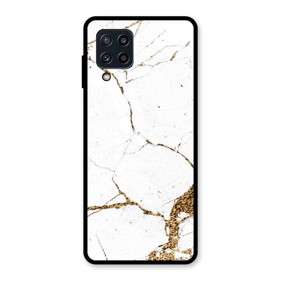 White and Gold Design Glass Back Case for Galaxy M32