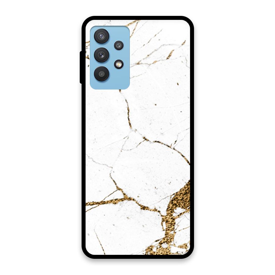 White and Gold Design Glass Back Case for Galaxy M32 5G