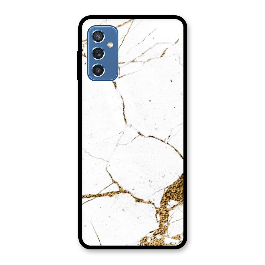 White and Gold Design Glass Back Case for Galaxy M52 5G