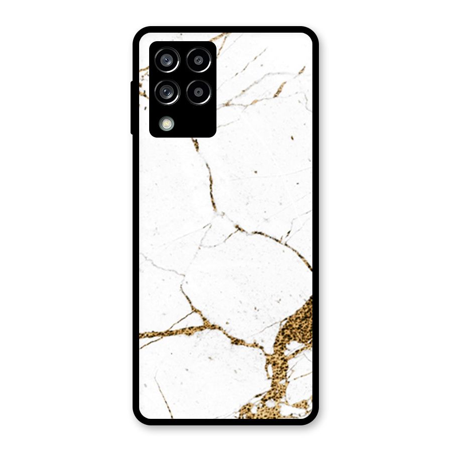 White and Gold Design Glass Back Case for Galaxy M53 5G