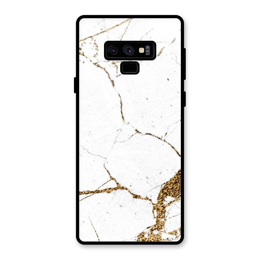 White and Gold Design Glass Back Case for Galaxy Note 9