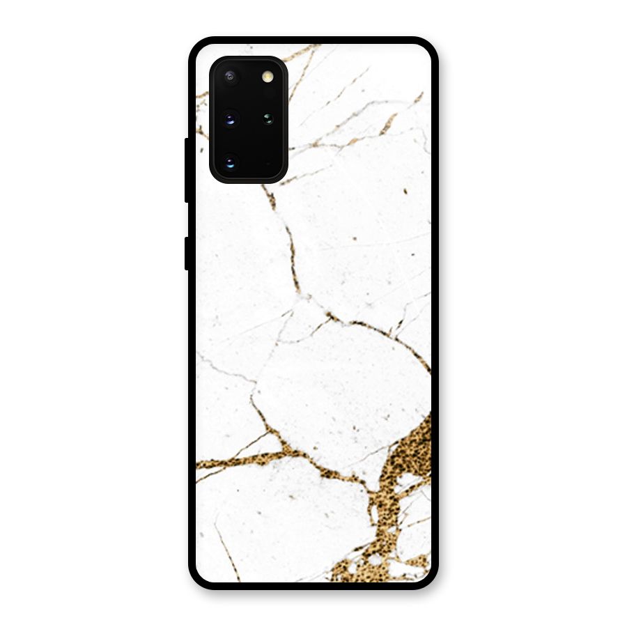 White and Gold Design Glass Back Case for Galaxy S20 Plus