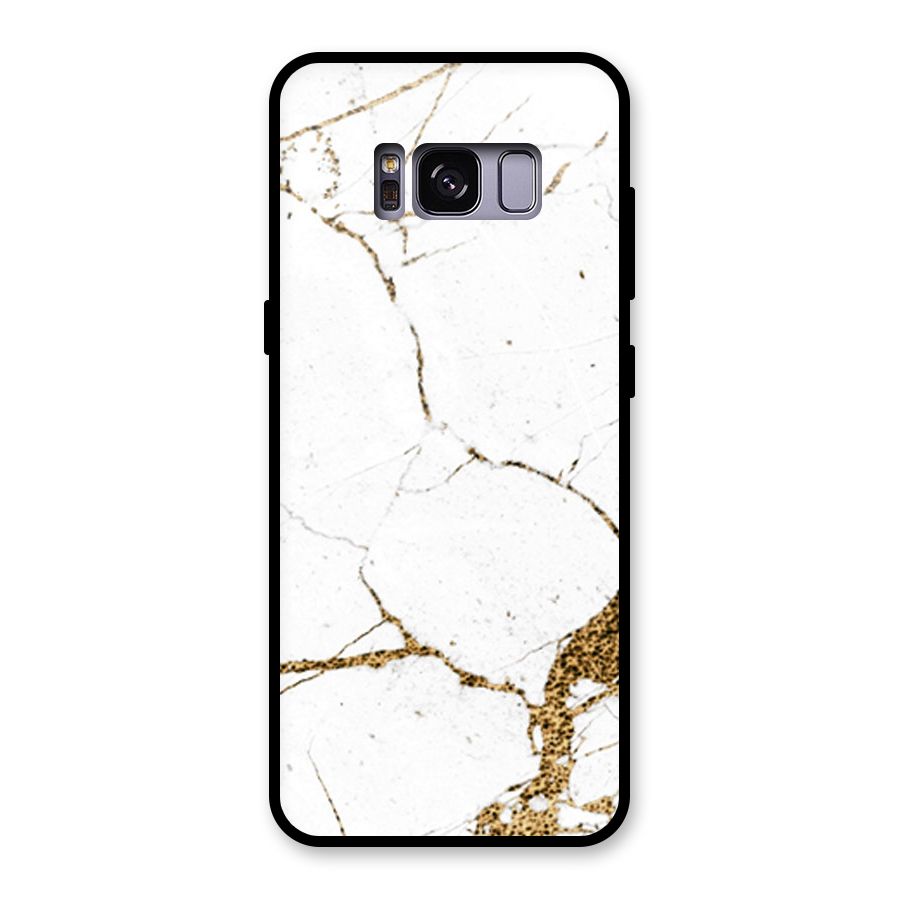 White and Gold Design Glass Back Case for Galaxy S8