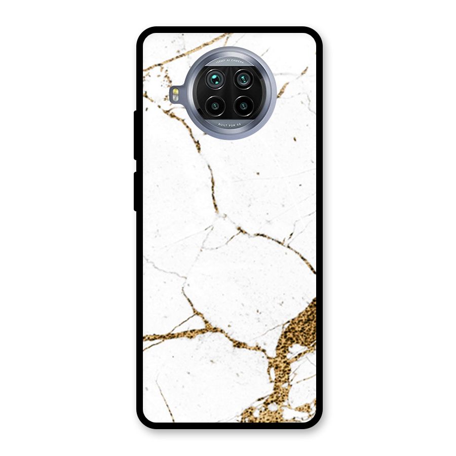 White and Gold Design Glass Back Case for Mi 10i
