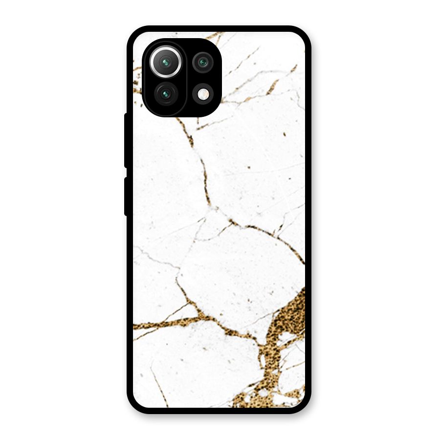 White and Gold Design Glass Back Case for Mi 11 Lite NE 5G