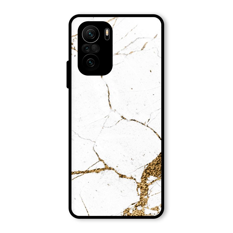White and Gold Design Glass Back Case for Mi 11x