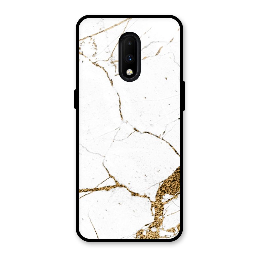 White and Gold Design Glass Back Case for OnePlus 7