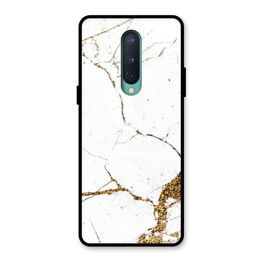 White and Gold Design Glass Back Case for OnePlus 8