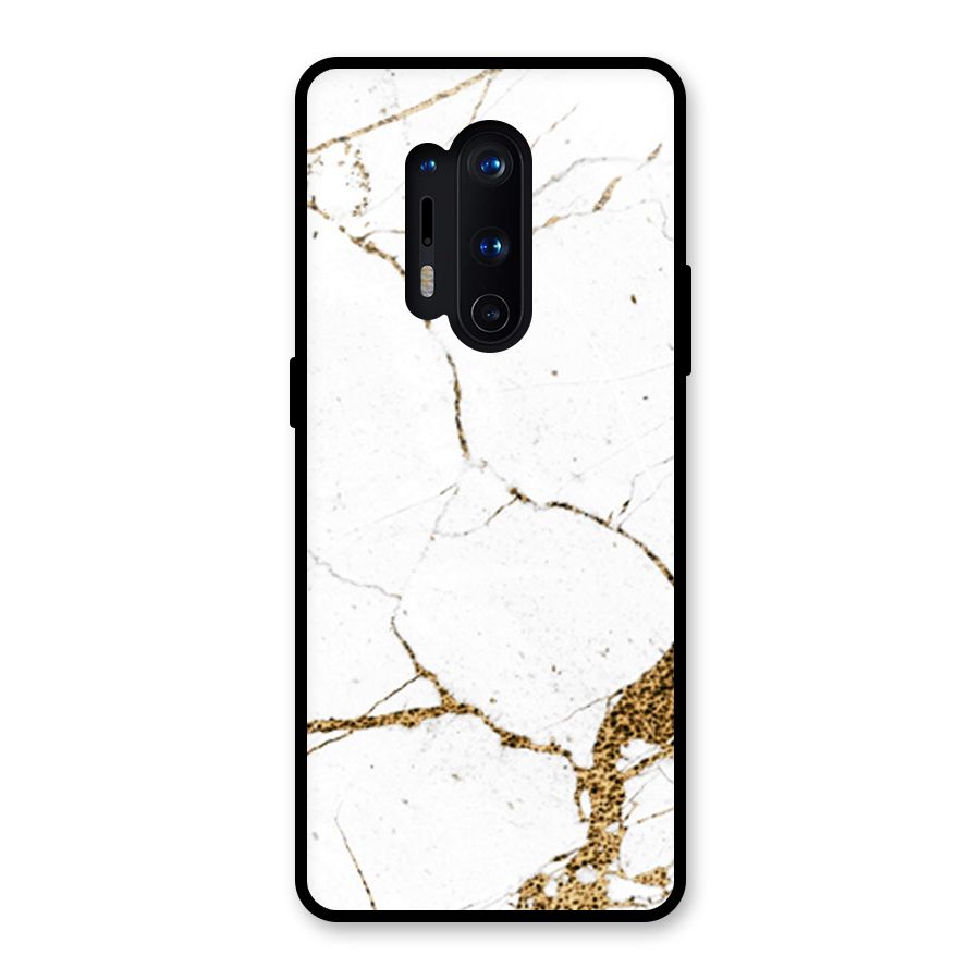 White and Gold Design Glass Back Case for OnePlus 8 Pro