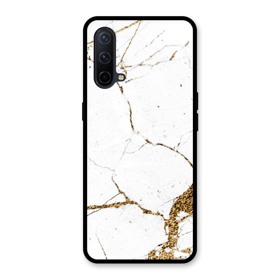 White and Gold Design Glass Back Case for OnePlus Nord CE 5G