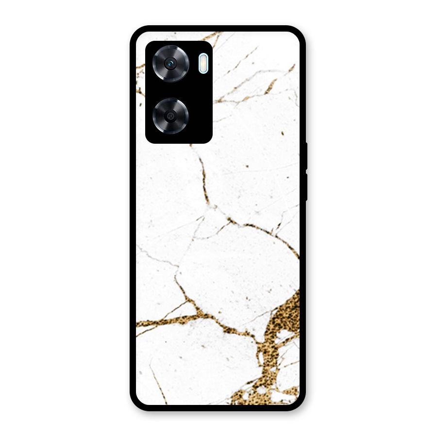 White and Gold Design Glass Back Case for Oppo A77