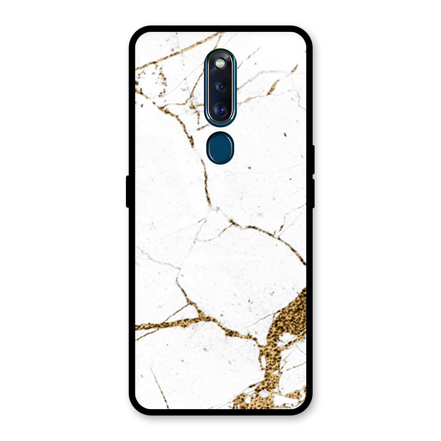 White and Gold Design Glass Back Case for Oppo F11 Pro
