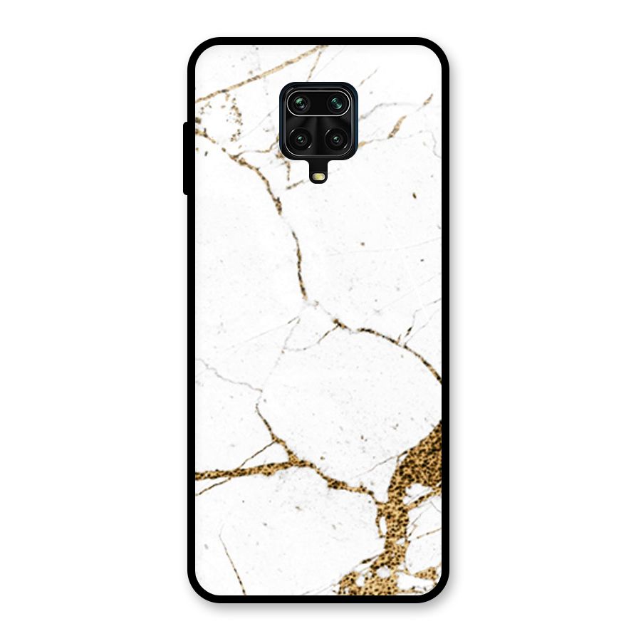 White and Gold Design Glass Back Case for Poco M2 Pro