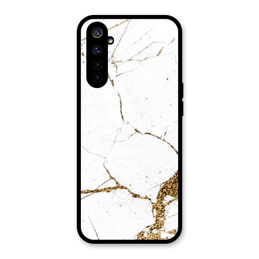 White and Gold Design Glass Back Case for Realme 6