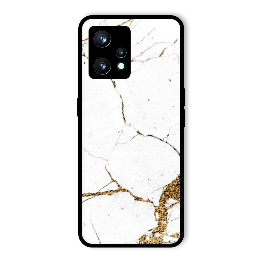 White and Gold Design Glass Back Case for Realme 9 Pro Plus 5G