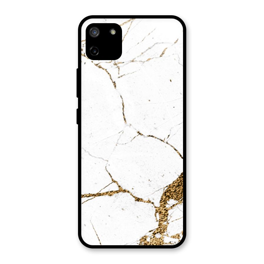 White and Gold Design Glass Back Case for Realme C11
