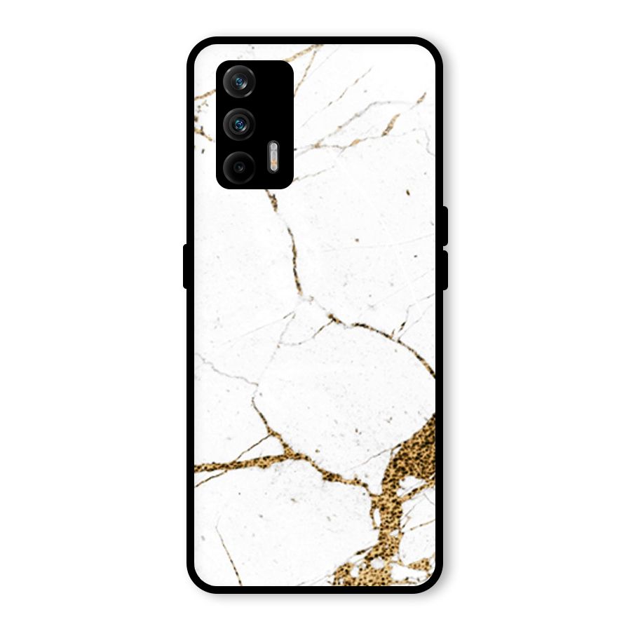 White and Gold Design Glass Back Case for Realme GT 5G