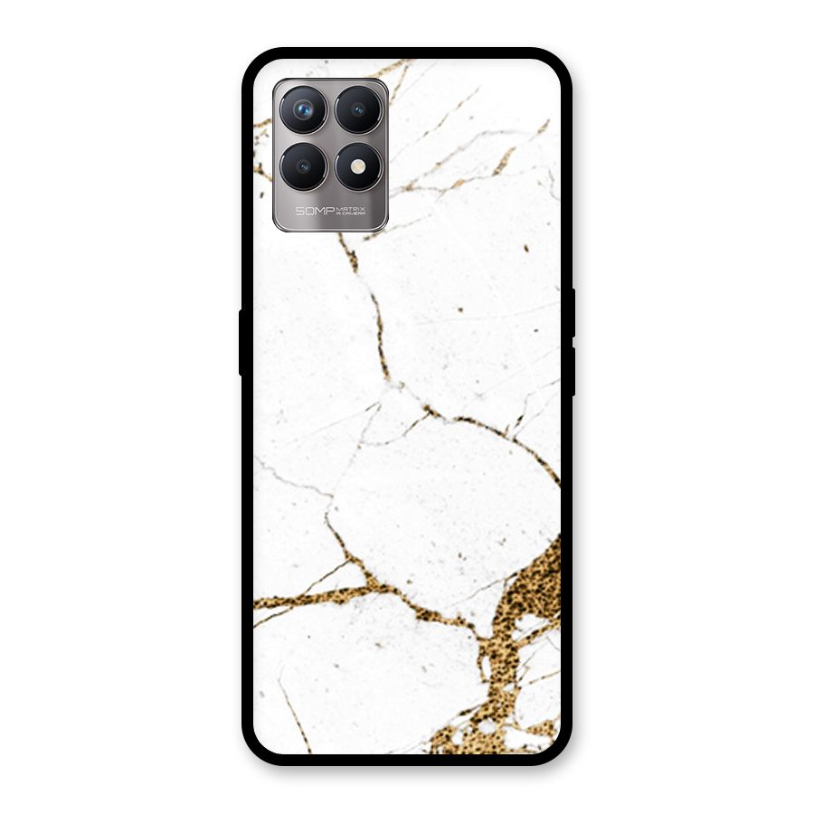 White and Gold Design Glass Back Case for Realme Narzo 50