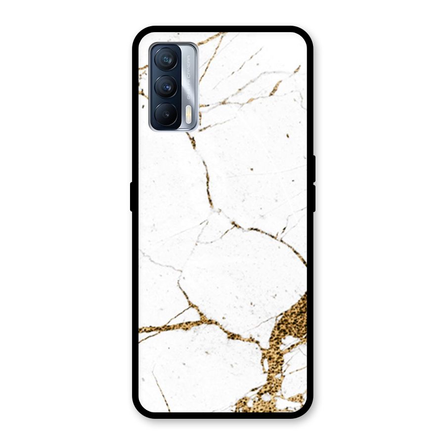White and Gold Design Glass Back Case for Realme X7
