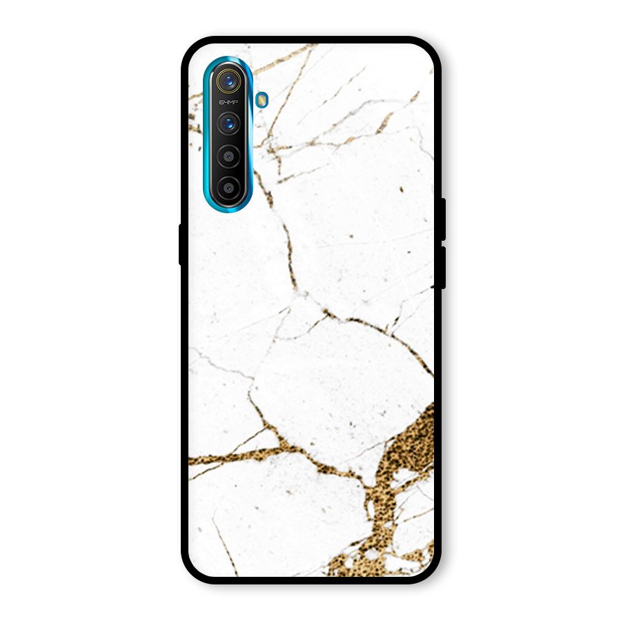 White and Gold Design Glass Back Case for Realme XT