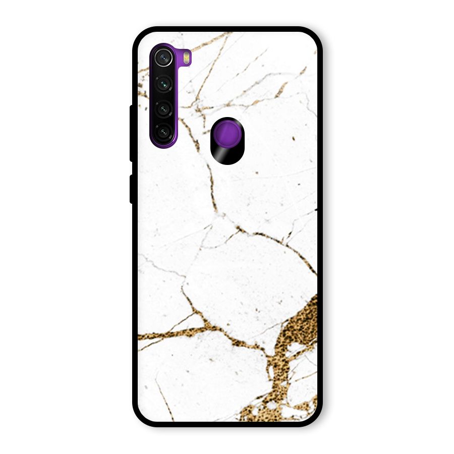 White and Gold Design Glass Back Case for Redmi Note 8