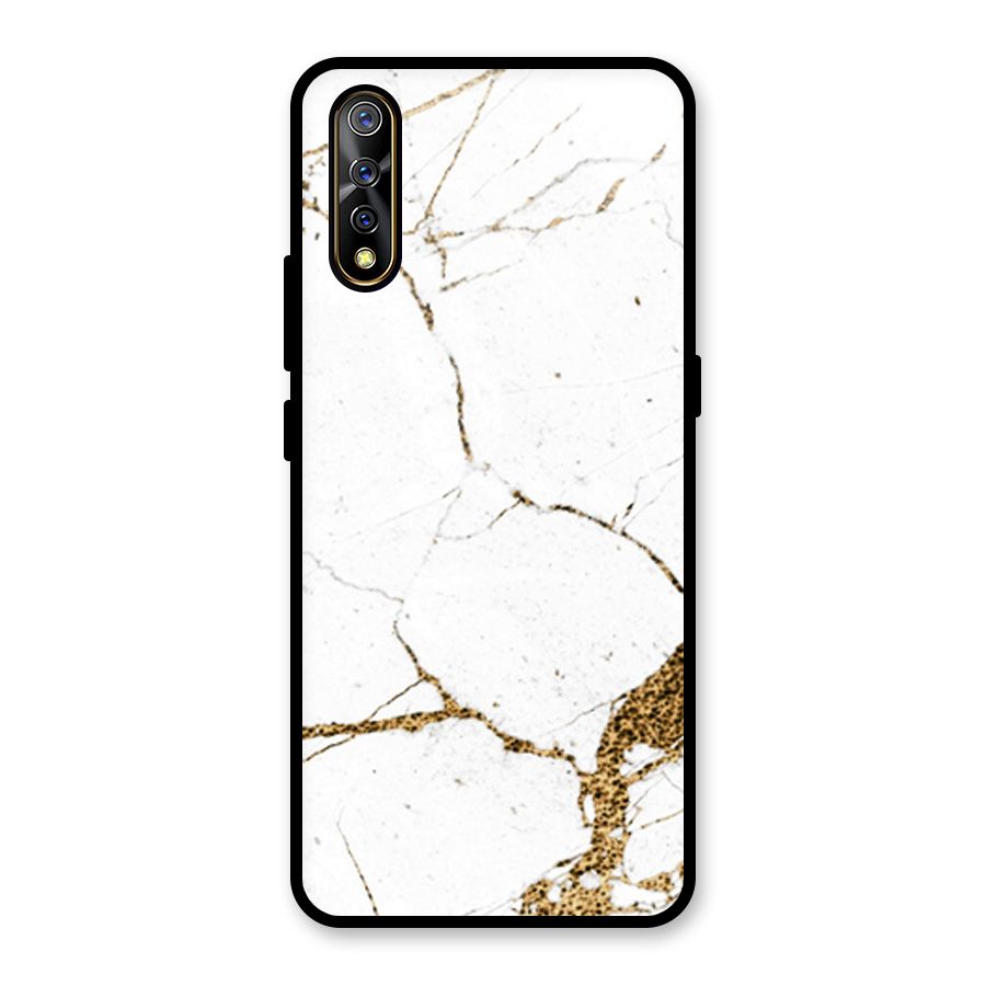 White and Gold Design Glass Back Case for Vivo S1