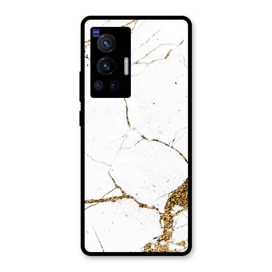 White and Gold Design Glass Back Case for Vivo X70 Pro